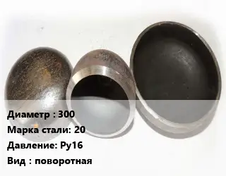 Заглушка стальная 300 Сталь: 20 Ру16 поворотная